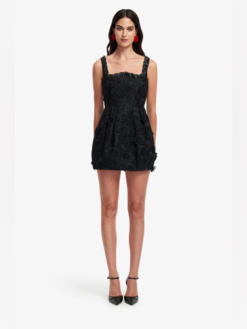 LEO LIN Piper Black Floral Applique Lace Embellished Mini Dress AU8/US4 NWOT